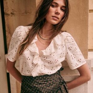 Sézane Blouse Irene, Écru, size 36